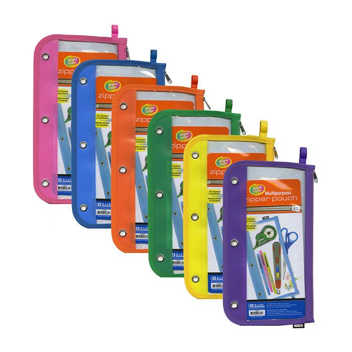 BAZIC 11.5" x 6.5" 3-ring Clear Pencil Pouch Sold in 24 Units