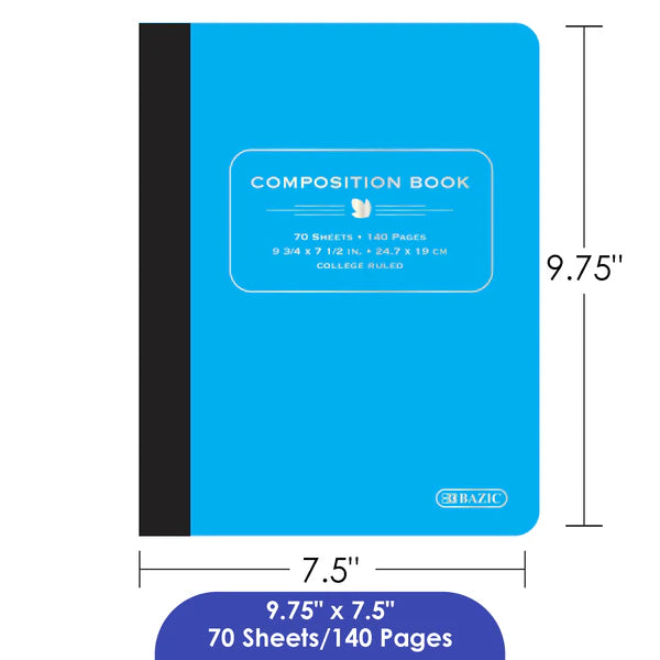 BAZIC W/R 70 Ct. Poly Cover Composition Book Sold in 48 Units