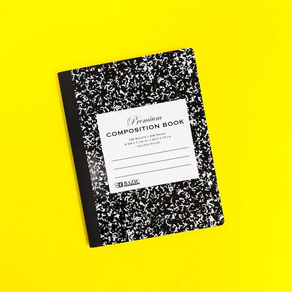 BAZIC C/R 100 Ct. Premium Black Marble Composition Book Sold in 48 Units