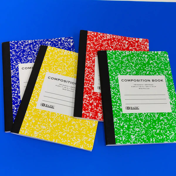 BAZIC W/R 100 Ct. Assorted Color Marble Composition Book Sold in 48 Units