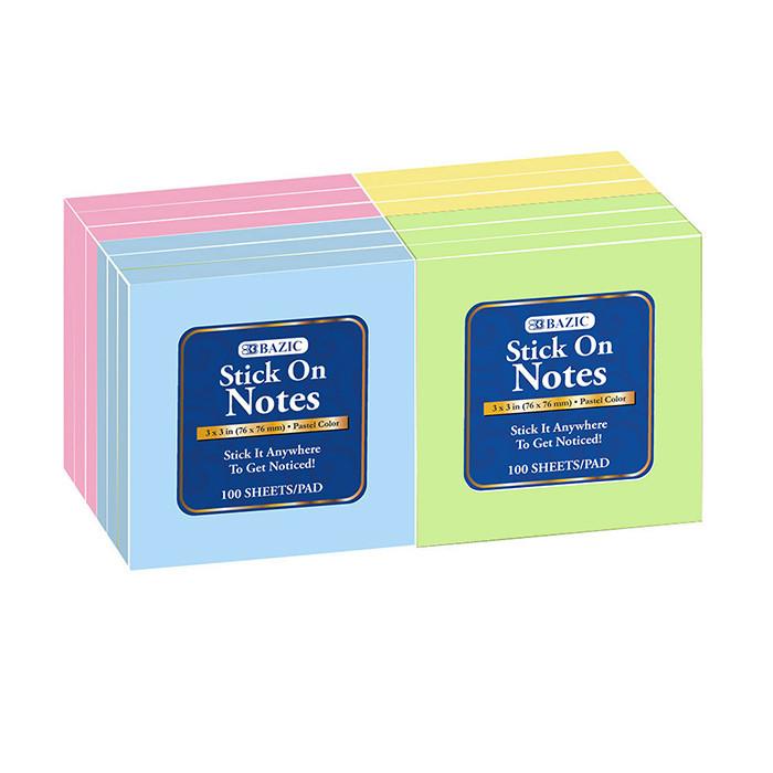 BAZIC 100 Ct. 3" X 3" Stick On Note (12/Shrink) Sold in 12 Units