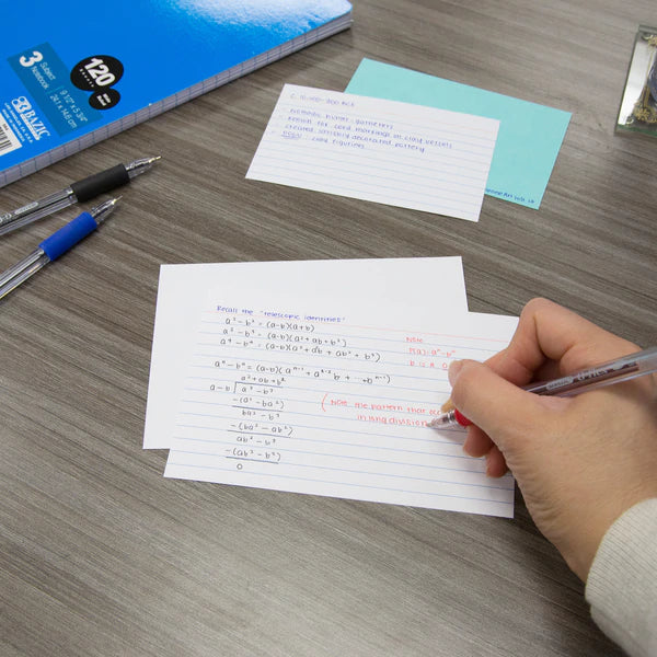 BAZIC 100 Ct. 3" X 5" Ruled White Index Card Sold in 36 Units