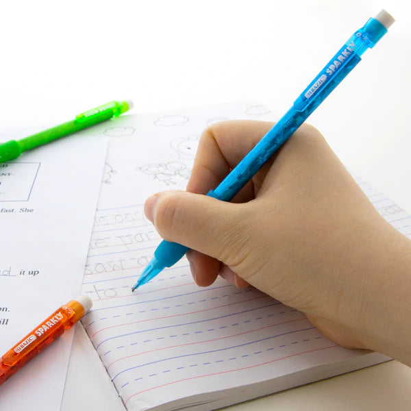 BAZIC Sparkly 0.7mm Mechanical Pencil w/ Glitter Grip (4/Pack) Sold in 24 Units
