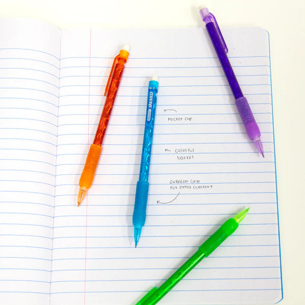 BAZIC Sparkly 0.7mm Mechanical Pencil w/ Glitter Grip (4/Pack) Sold in 24 Units