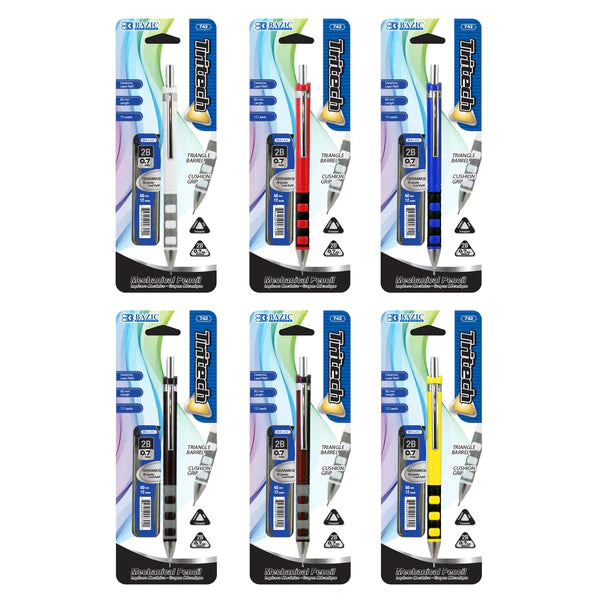 BAZIC Tritech 0.7 mm Mechanical Pencil w/ Ceramics High-Quality Lead Sold in 24 Units