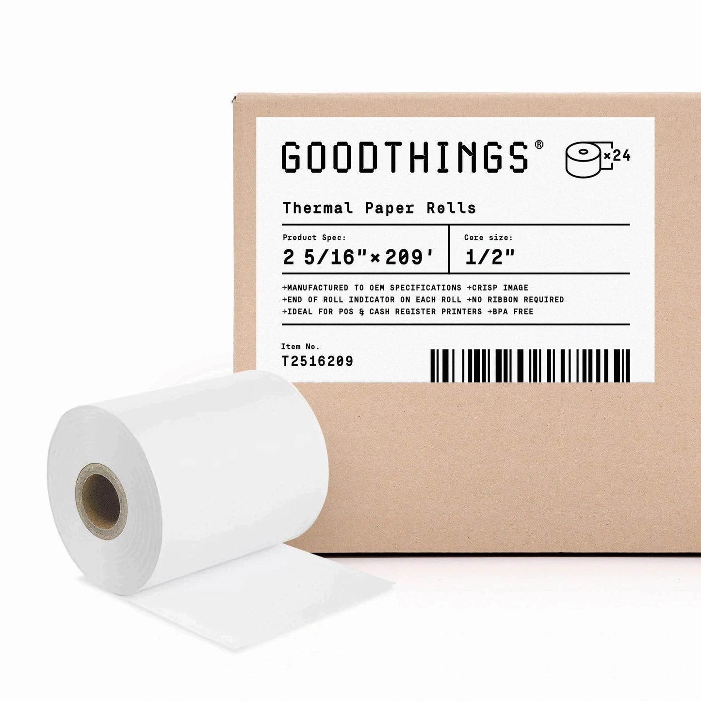 2 5/16" x 209' (24 Rolls) Thermal Paper Rolls, Pay at the Pump Gilbarco