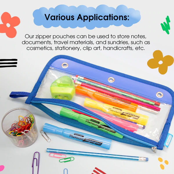 BAZIC 11.5" x 6.5" 3-ring Clear Pencil Pouch Sold in 24 Units