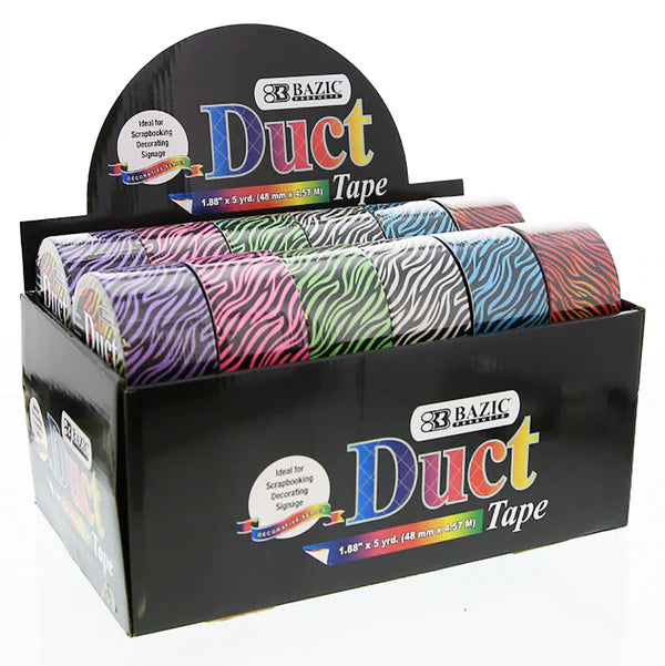 1.88" X 5 Yards Zebra Series Duct Tape Sold in 36 Units
