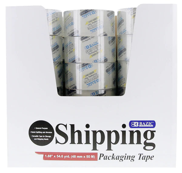 BAZIC 1.88" x 54.6 Yards Super Clear Heavy Duty Packing Tape (6/Pack) Sold in 36 Units