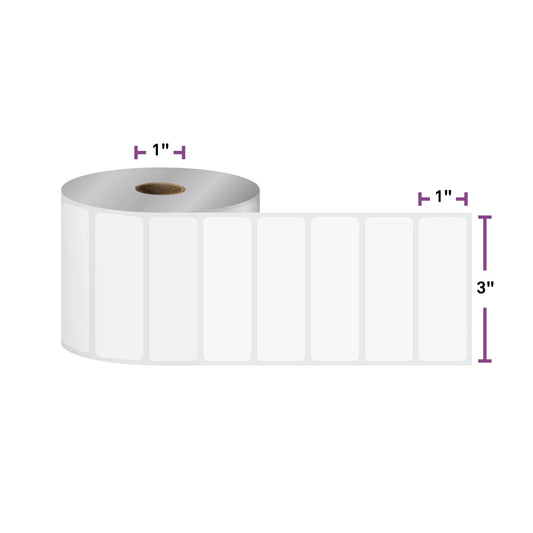 3" x 1", 1 inch Core, Direct Thermal Labels, 1310/Roll, 12 Rolls/Case