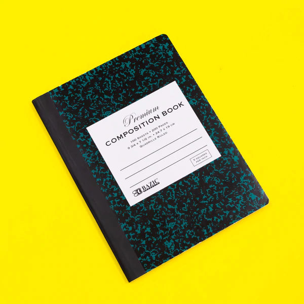 BAZIC 100 Ct. 5-1" Quad-Ruled Marble Composition Book Sold in 48 Units