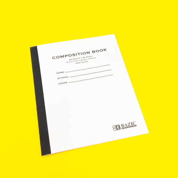 BAZIC 20 ct. 8.5" x 7" Manila Cover Composition Book Sold in 24 Units