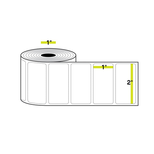 2" x 1", 1 inch Core, Direct Thermal Labels, 1300/Roll, 12 Rolls/Case