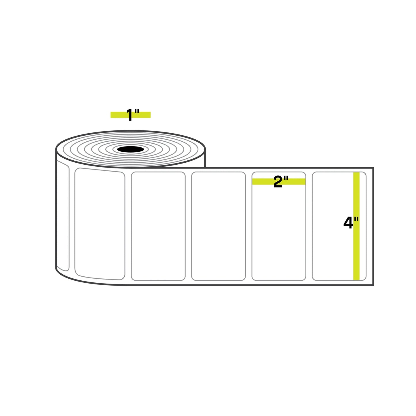 4" x 2", 1 inch Core, Direct Thermal Labels, 735/Roll, 12 Rolls/Case
