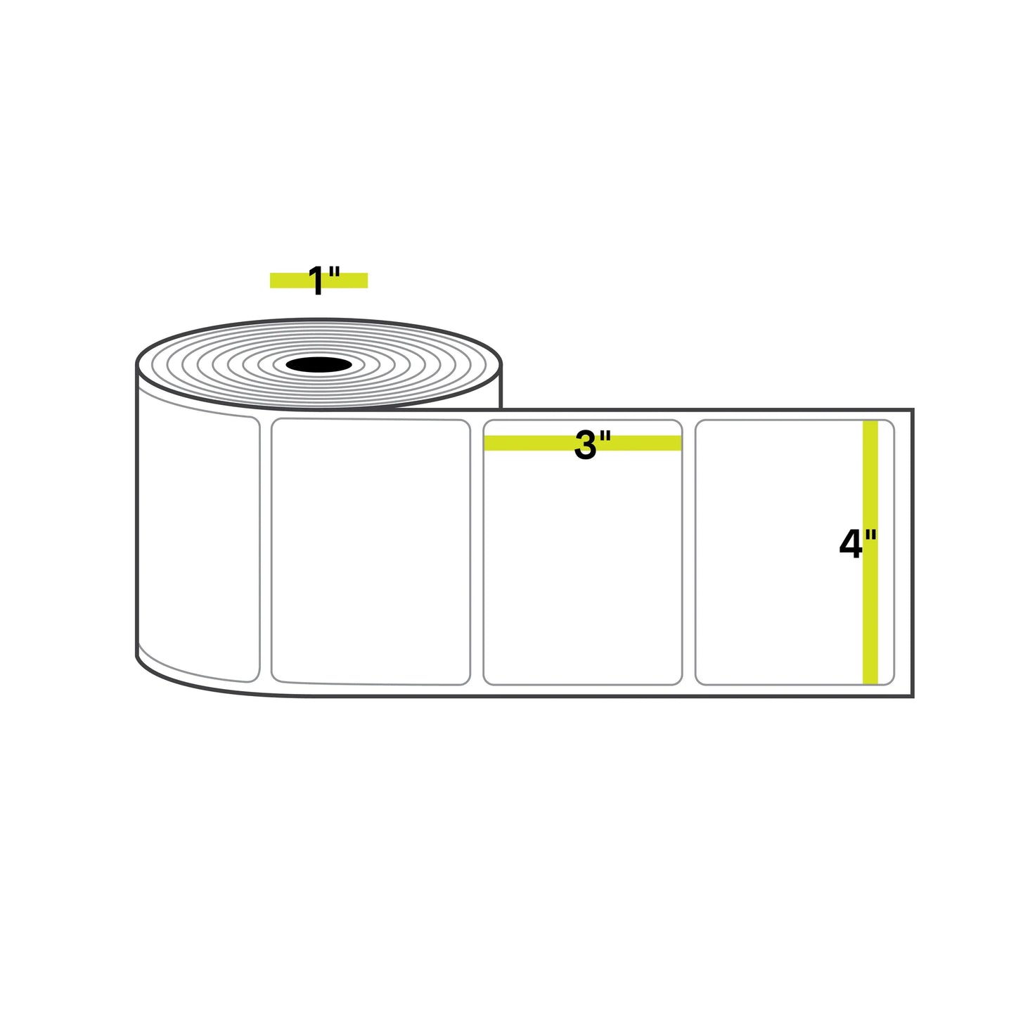4" x 3", 1 inch Core, Direct Thermal Labels, 500/Roll, 12 Rolls/Case
