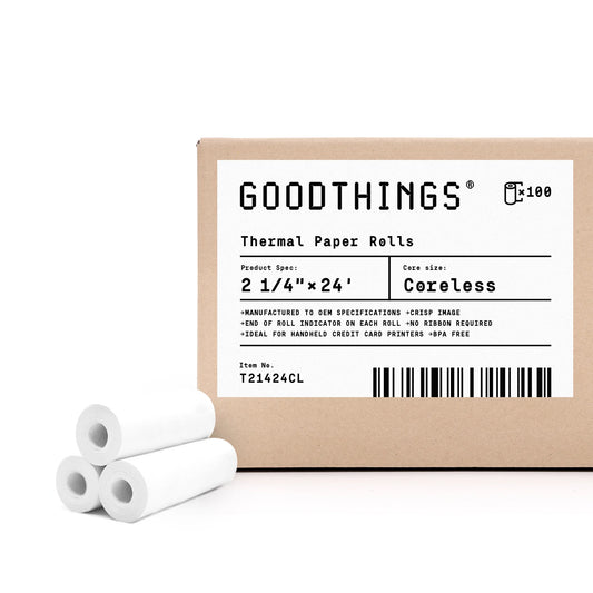 2 1/4" x 24' (100 Rolls) Extra Long Thermal Paper Roll