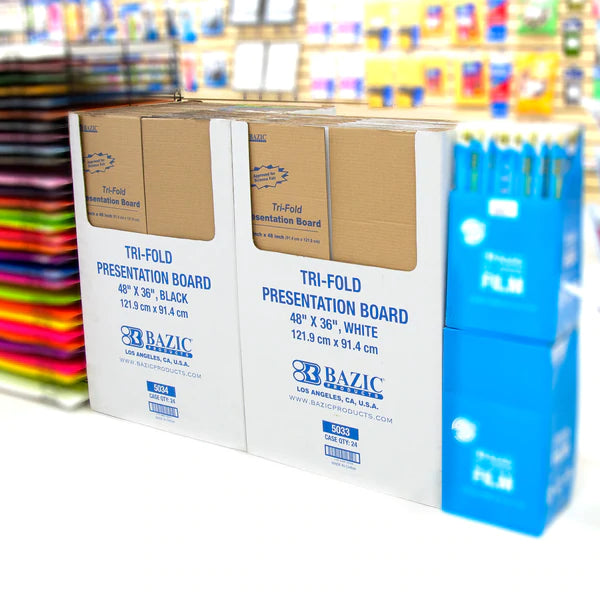 BAZIC 36" X 48" White Tri-Fold Corrugated Presentation Boards Sold in 24 Units
