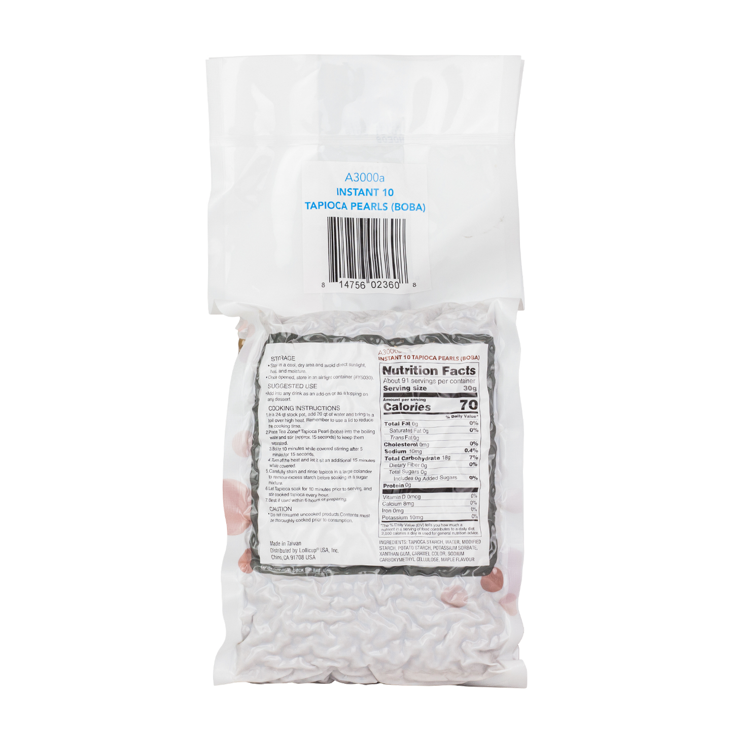 Tea Zone Instant 10 Tapioca Pearls (Boba) - Case (6 bags)