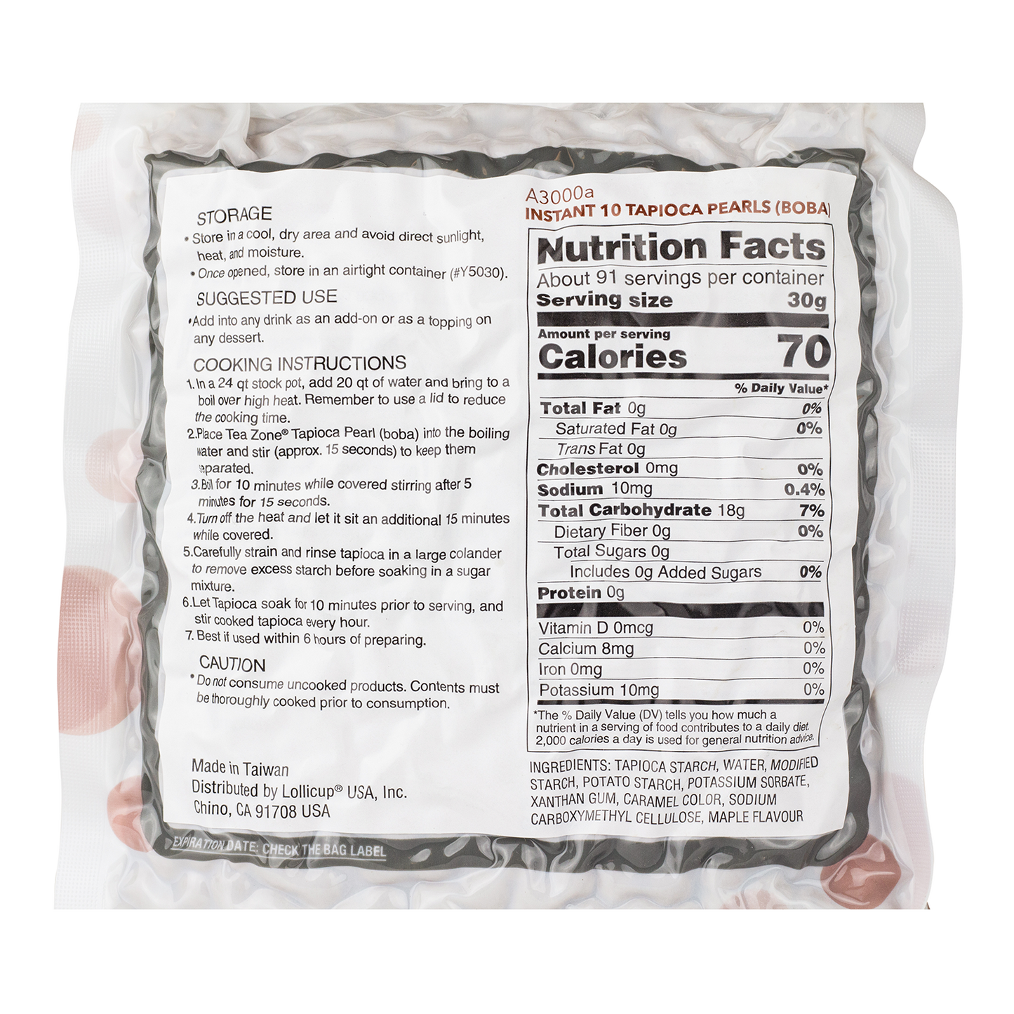 Tea Zone Instant 10 Tapioca Pearls (Boba) - Case (6 bags)