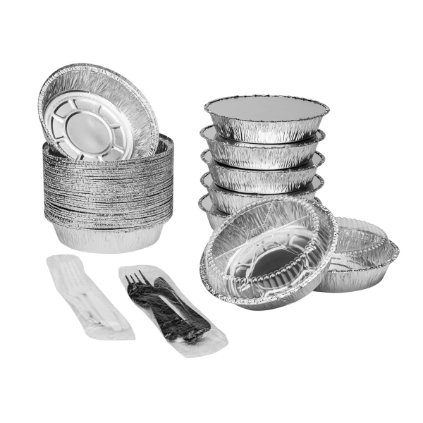 Karat 7" Round Aluminum Foil Containers, AF-CR07