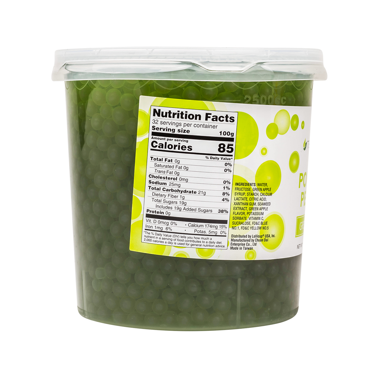 Tea Zone Green Apple Popping Pearls (7 lbs) Case of 4 B2060