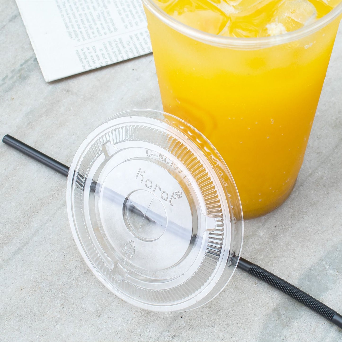 Karat 107mm PET Plastic Flat Lids - 500 ct