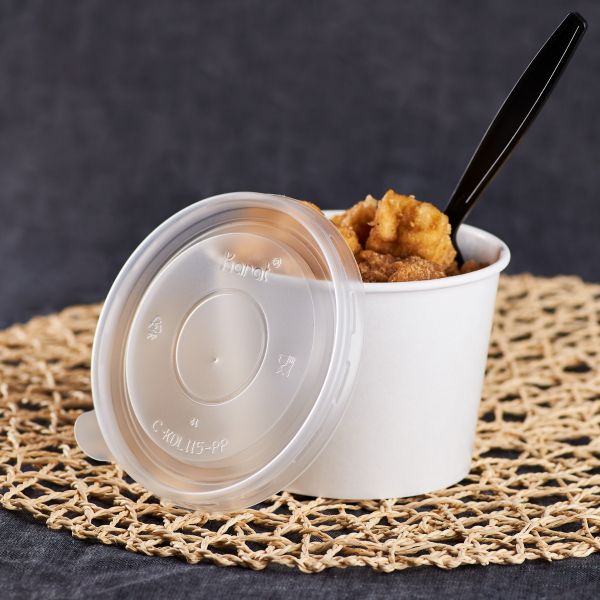 Karat 32 oz PP Plastic Food Container Flat Lids (115mm) - 500 ct
