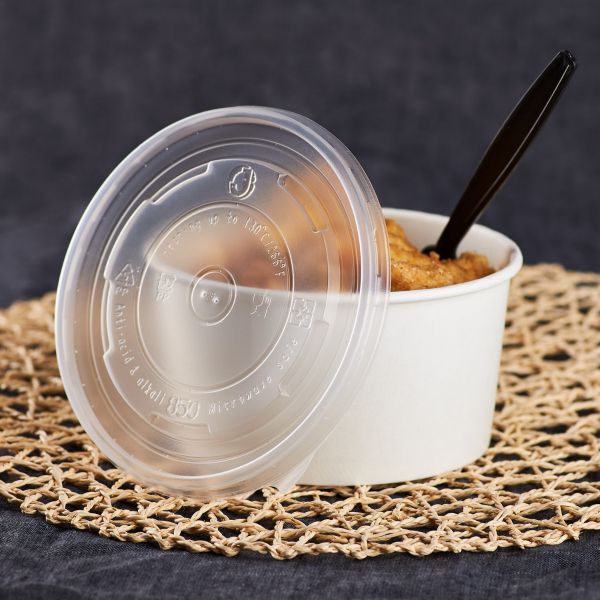 Karat 24-32oz PP Paper Food Container Flat Lids (142mm) - 600 ct