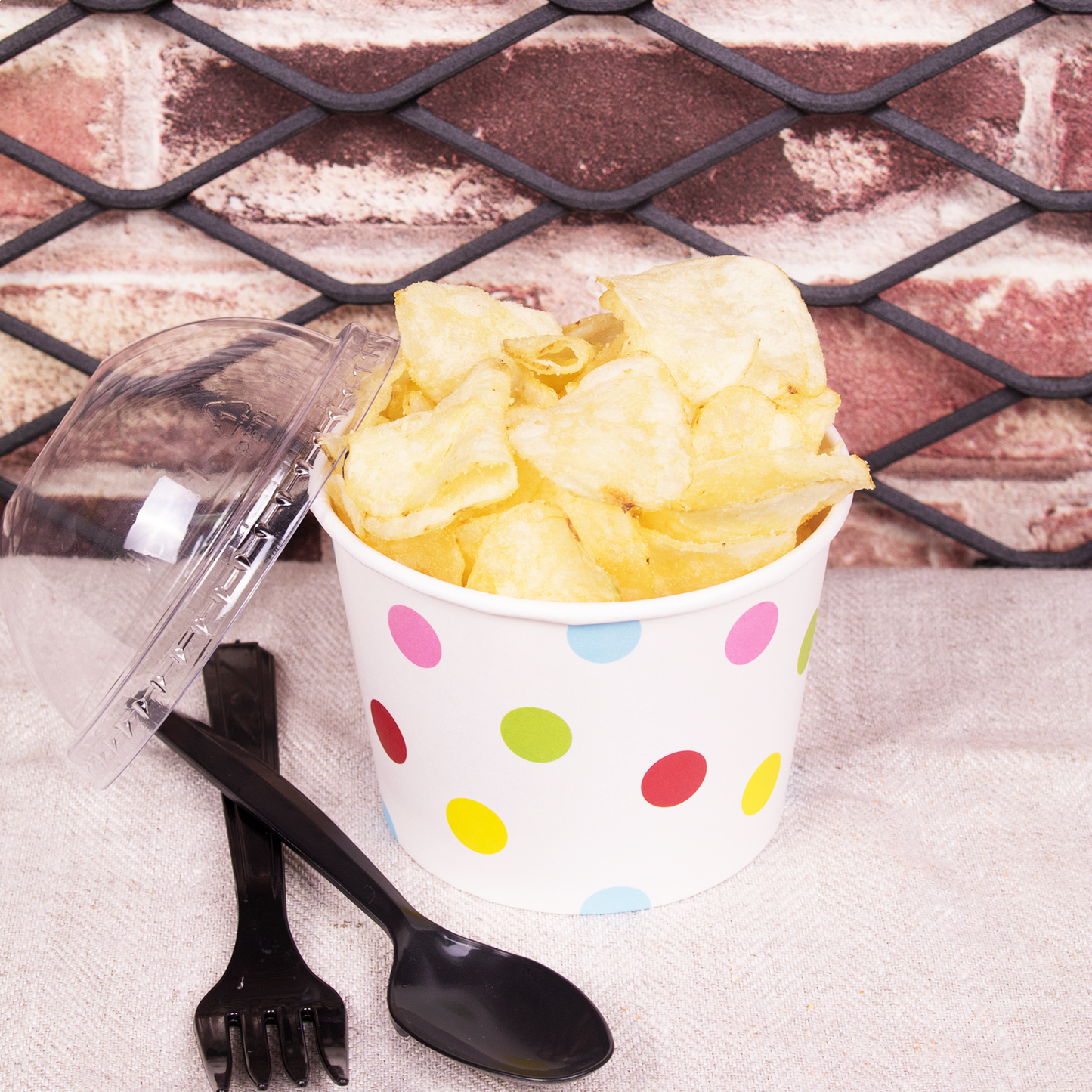 Karat 12oz Paper Food Containers - Dots (100mm) - 1,000 ct, C-KDP12 (Dots)