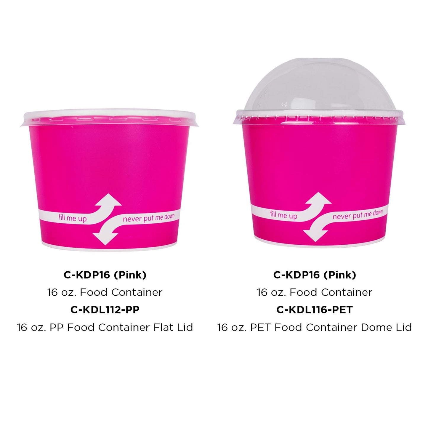 Karat 16oz Paper Food Containers - Pink (112mm) - 1,000 ct