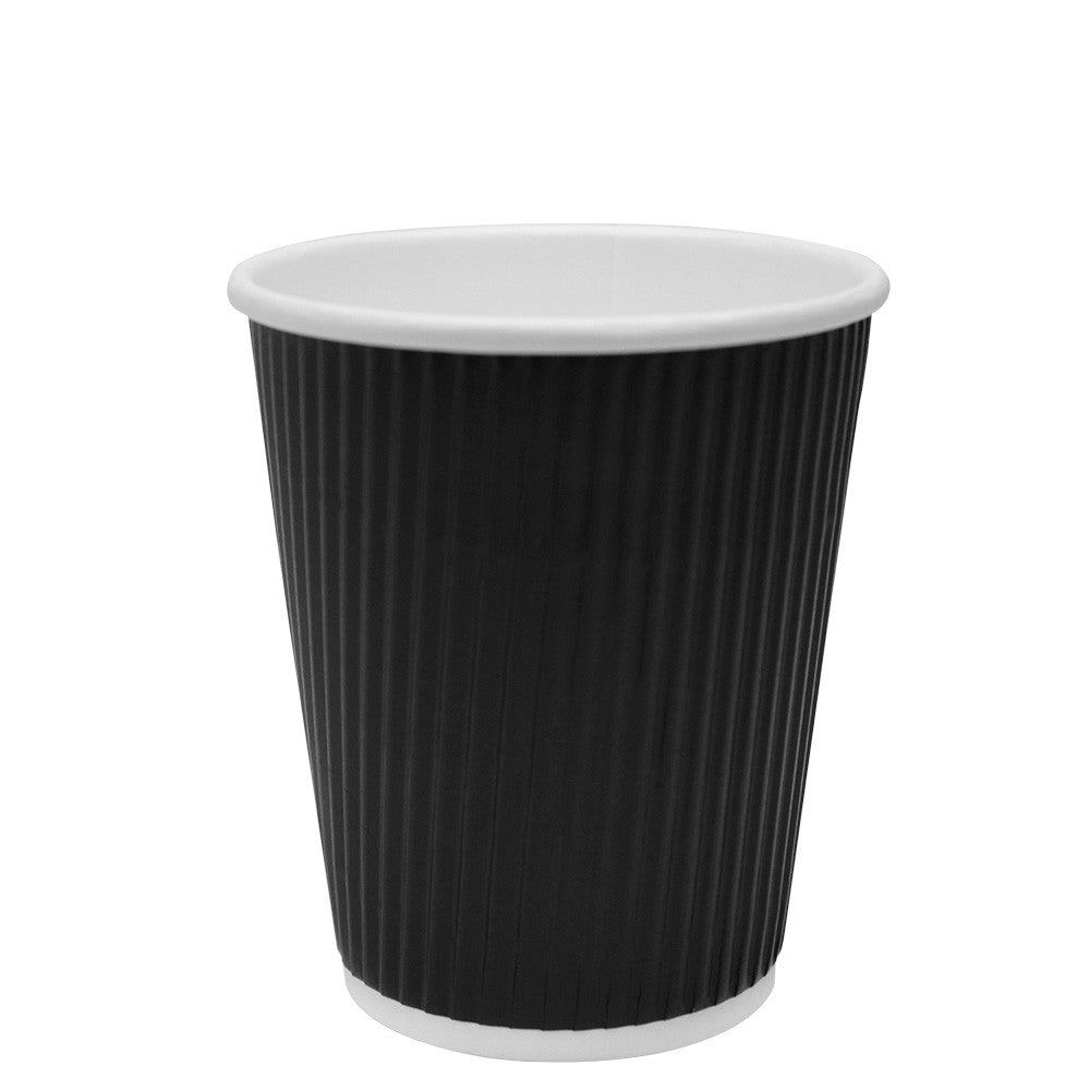 Karat 8oz Ripple Paper Hot Cups - Black (80mm) - 500 ct