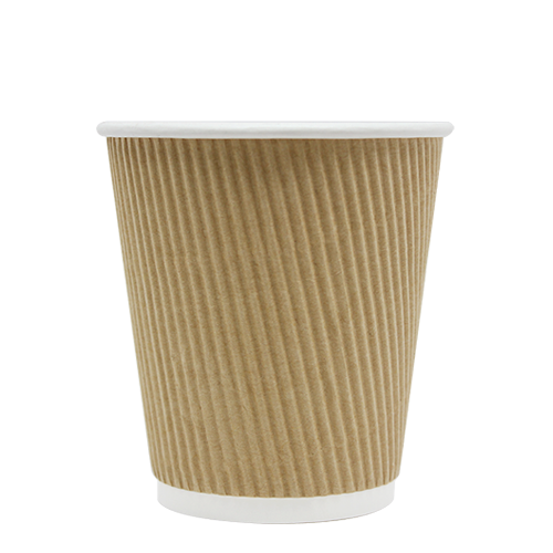 Karat 10oz Ripple Paper Hot Cups - Kraft (90mm) - 500 ct