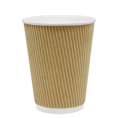 Karat 12oz Ripple Paper Hot Cups - Kraft (90mm) - 500 ct