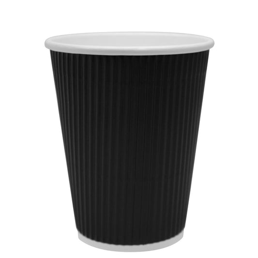 Karat 12oz Ripple Paper Hot Cups - Black (90mm) - 500 ct