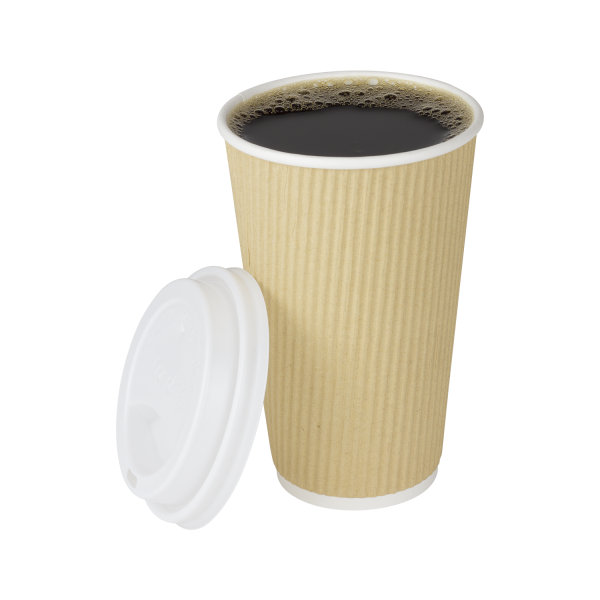 Karat 16oz Ripple Paper Hot Cups - Kraft (90mm) - 500 ct