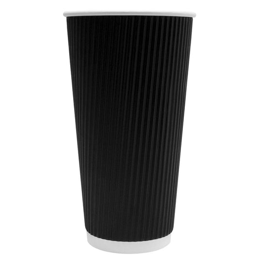 Karat 20oz Ripple Paper Hot Cups - Black (90mm) - 500 ct
