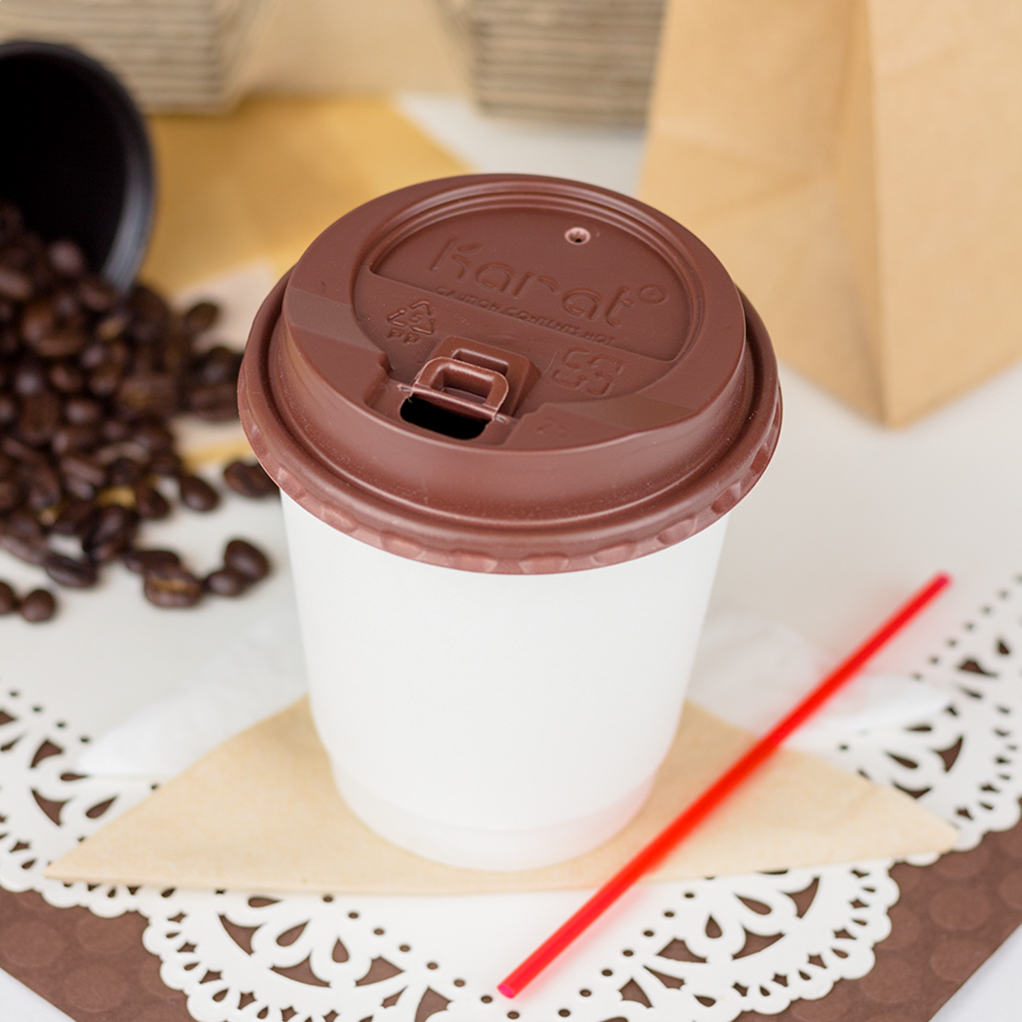 Karat 10oz Wrapped Insulated Paper Hot Cups - White (90mm) - 500 ct