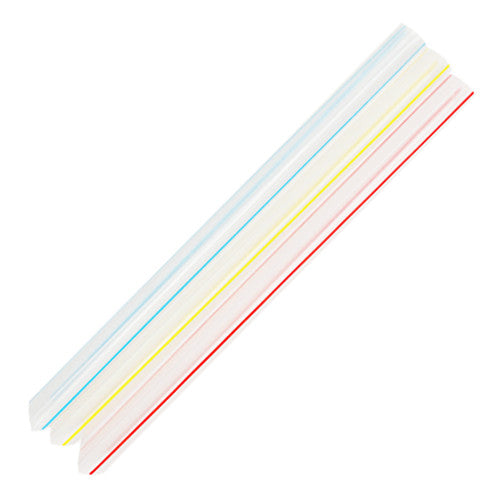 Karat 7.5'' Boba Straws (10mm) - Unwrapped - Mixed Striped Colors - 4,500 ct