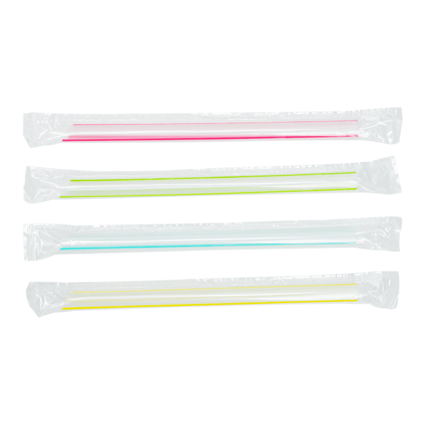 Karat 7.5'' Boba Straws (10mm) Poly Wrapped - Mixed Striped Colors - 2,000 ct, C9002s