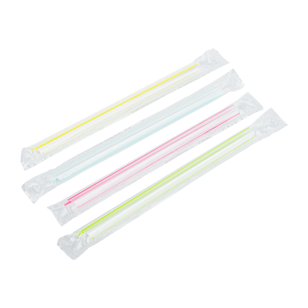 Karat 7.5'' Boba Straws (10mm) Poly Wrapped - Mixed Striped Colors - 2,000 ct, C9002s