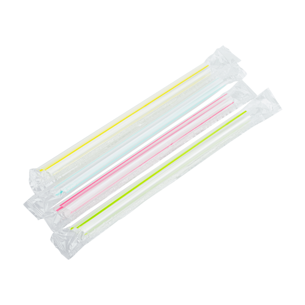 Karat 7.5'' Boba Straws (10mm) Poly Wrapped - Mixed Striped Colors - 2,000 ct, C9002s