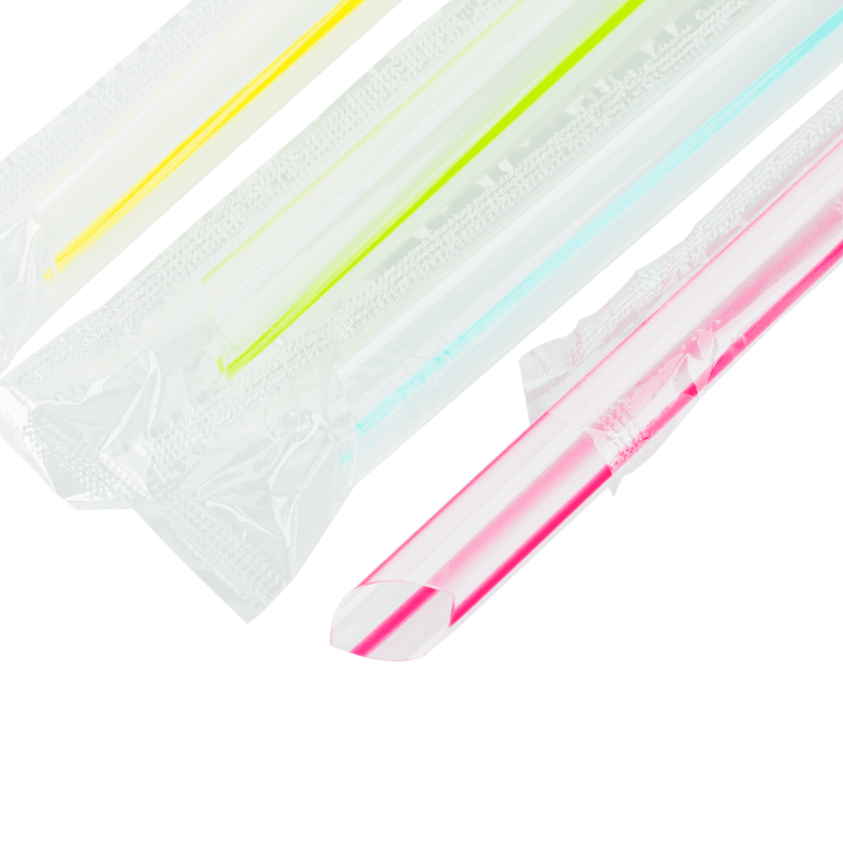 Karat 7.5'' Boba Straws (10mm) Poly Wrapped - Mixed Striped Colors - 2,000 ct, C9002s