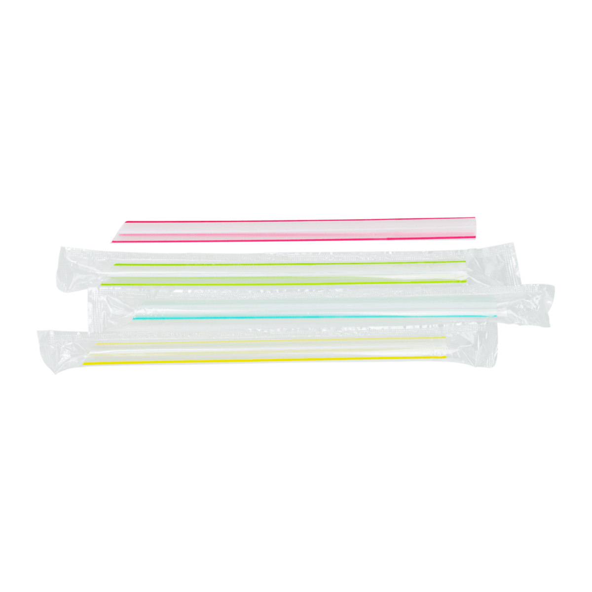 Karat 7.5'' Boba Straws (10mm) Poly Wrapped - Mixed Striped Colors - 2,000 ct, C9002s