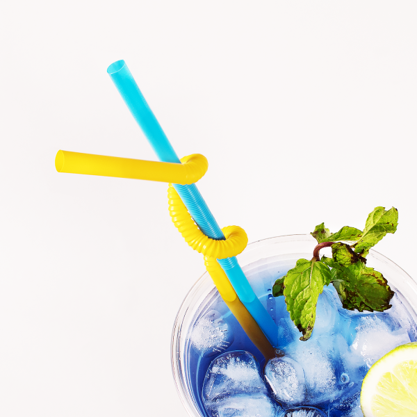 Karat 7.5'' - 13.5'' Flexible Jumbo Straws (5mm) - Unwrapped - Mixed Colors - 4,000 ct