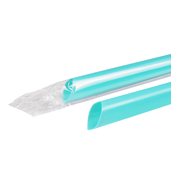 Karat 9'' Boba Straws (10mm) Poly Wrapped - Aqua - 1,600 ct