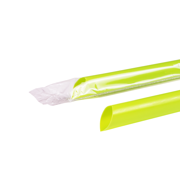 Karat 9'' Boba Straws (10mm) Poly Wrapped - Green - 1,600 ct