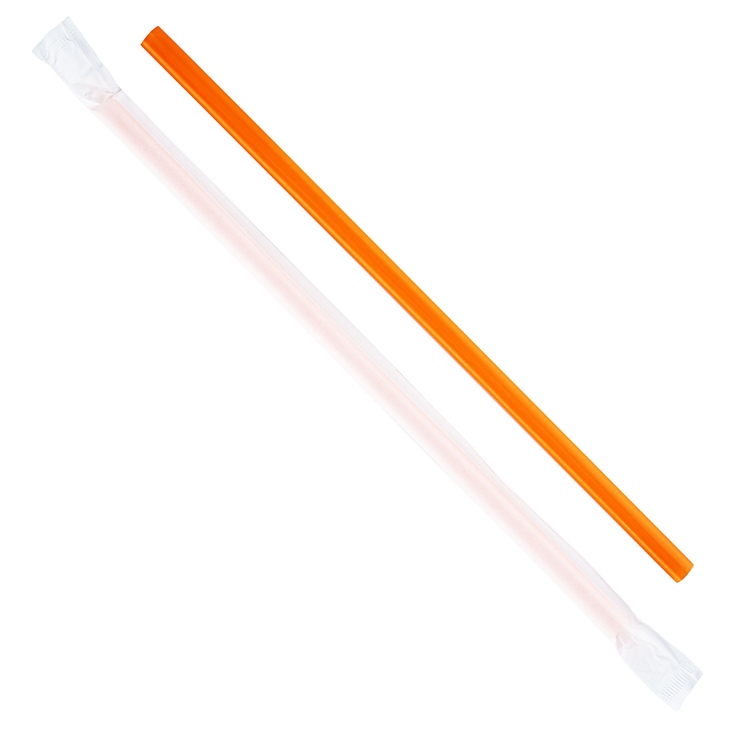 Karat 9'' Giant Straws (8mm) Paper Wrapped - Orange - 2,500 ct, C9075 (Orange)