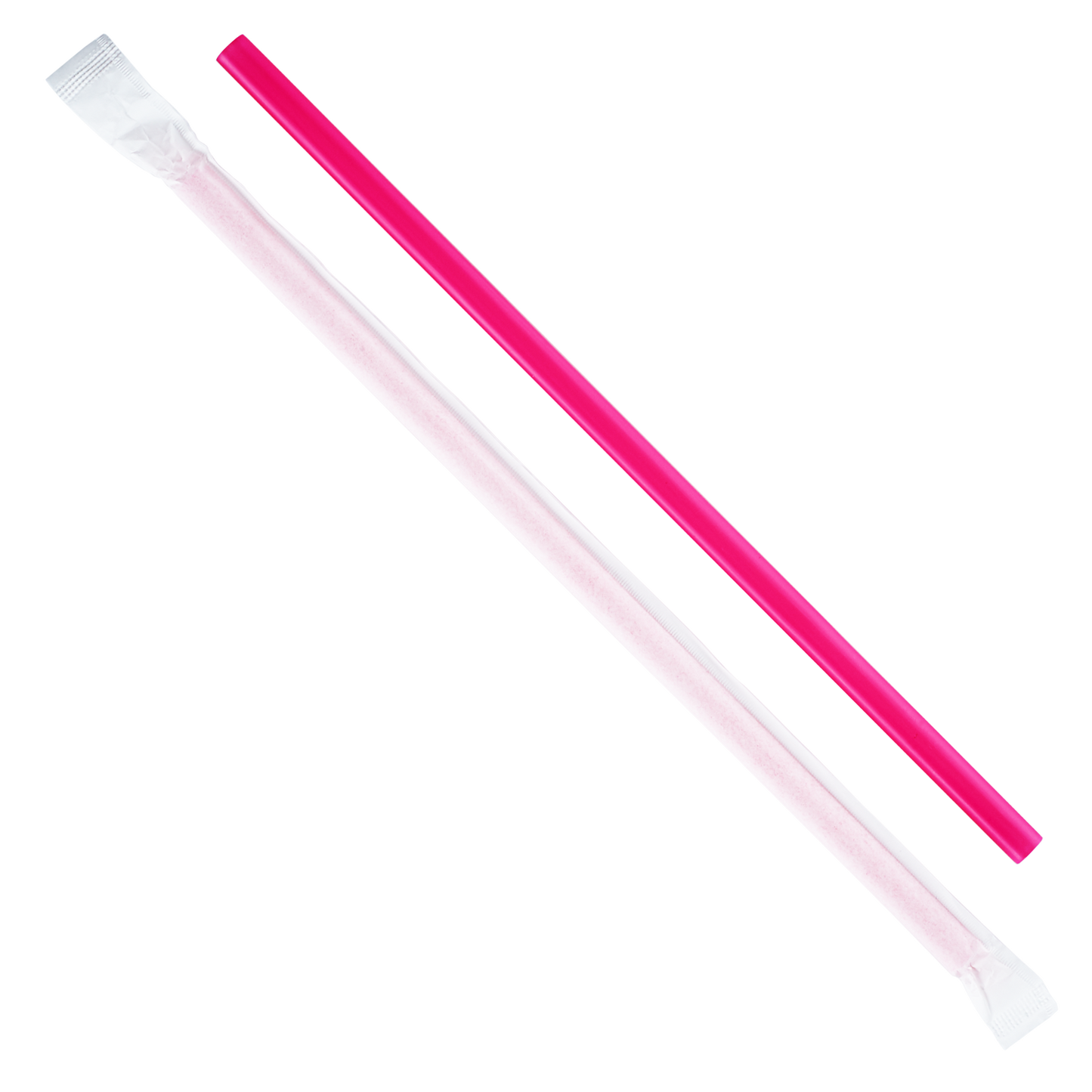 Karat 9'' Giant Straws (8mm) Paper Wrapped - Pink - 2,500 ct