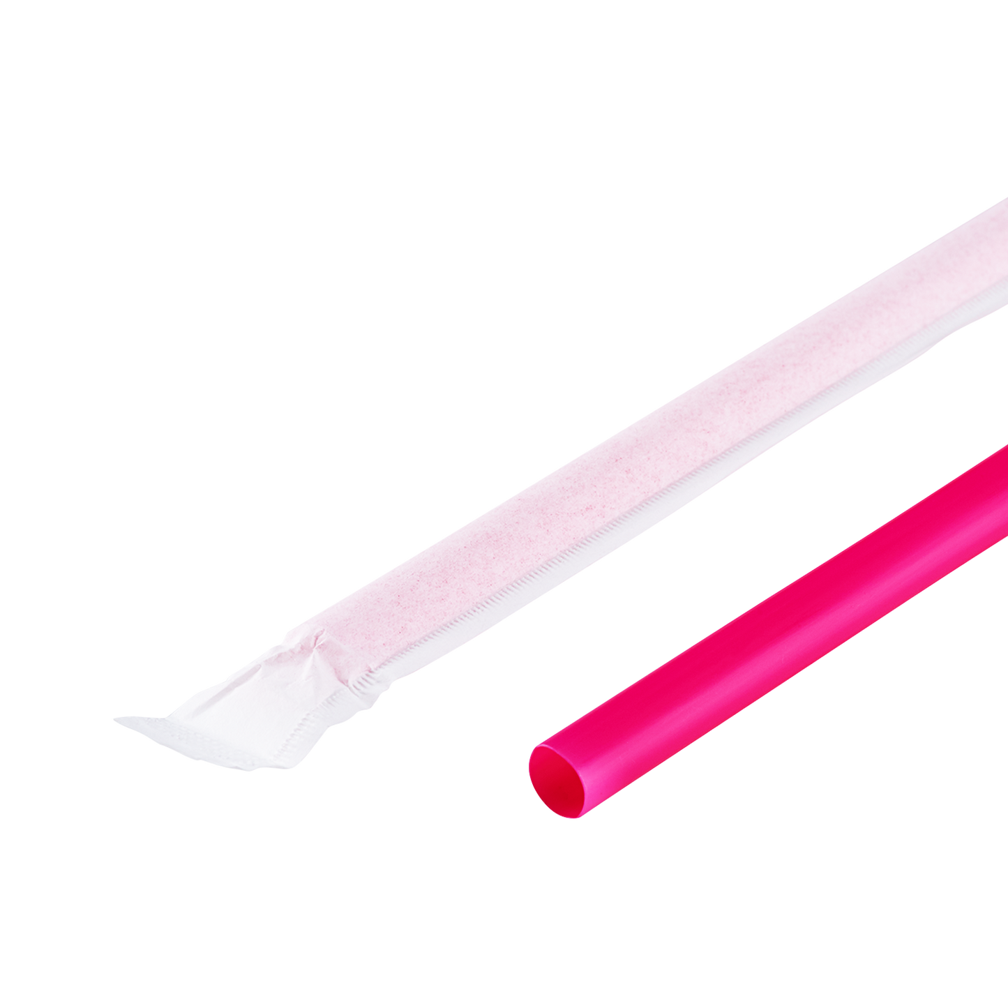 Karat 9'' Giant Straws (8mm) Paper Wrapped - Pink - 2,500 ct