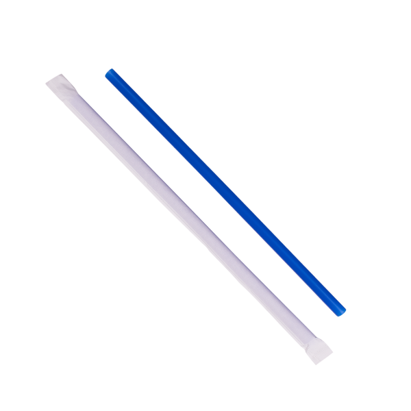 Karat 9'' Giant Straws (8mm) Paper Wrapped - Blue - 1,200 ct, C9120 (Blue)